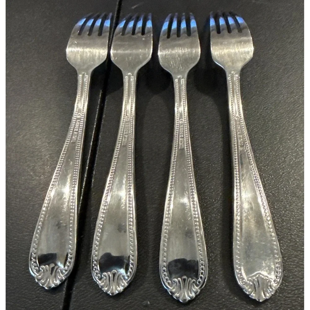 Lenox Bead Plume Glossy Dinner Fork Forks Set Of 4 Stainless Flatware